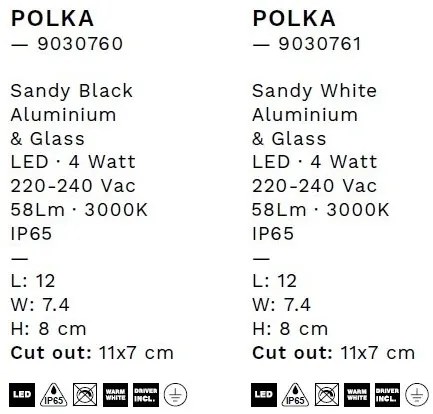 Spot LED incastrabil exterior, ambiental, IP65, POLKA negru
