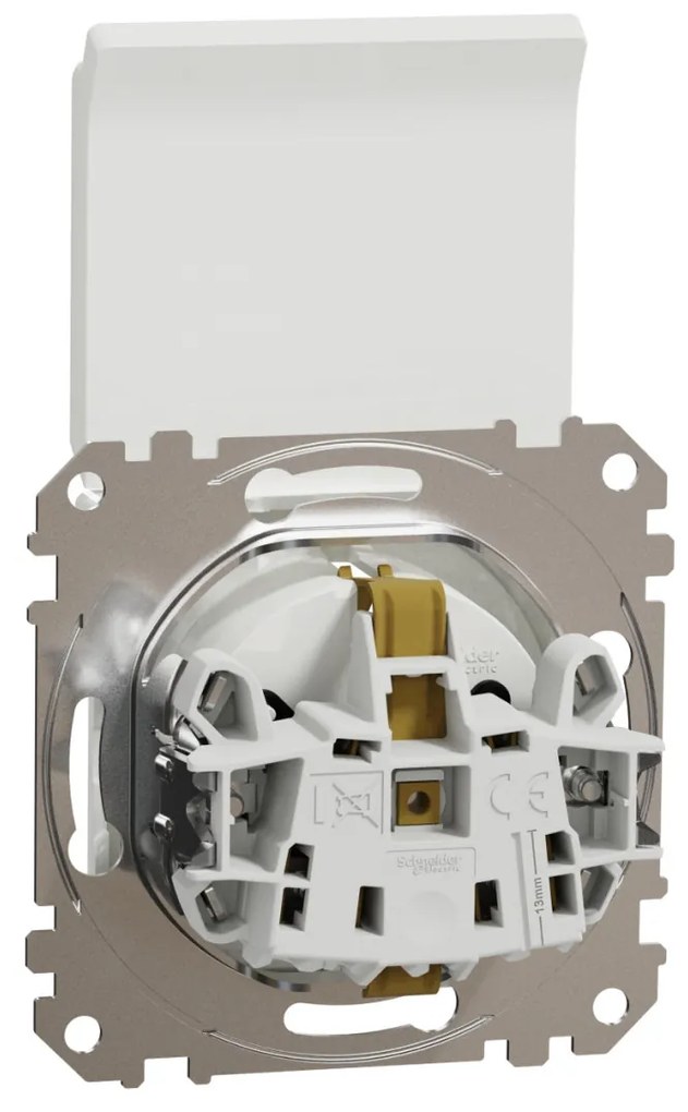 Priza simpla cu impamantare, cu capac, 16A, IP20, Alb Schneider Sedna Design
