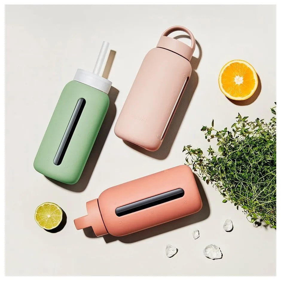 Pai de băut cu perie de curățare/cu capac inclus din silicon Desert Rose – Muuki