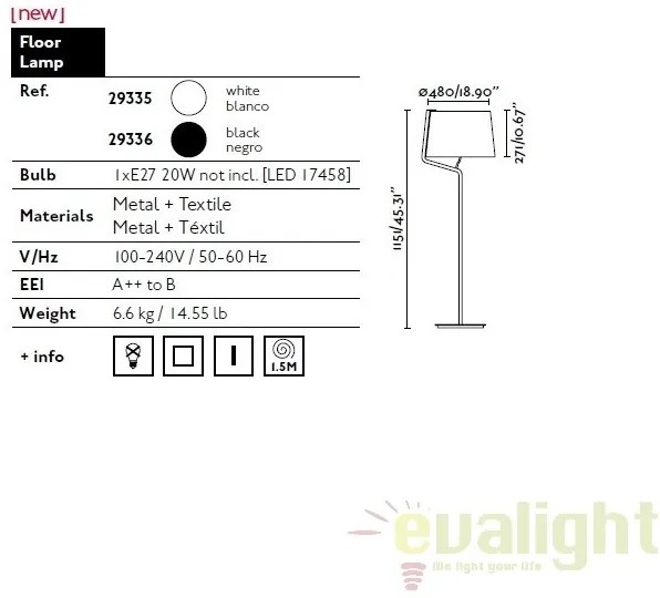 Lampadar / Lampa de podea moderna BERNI 29336