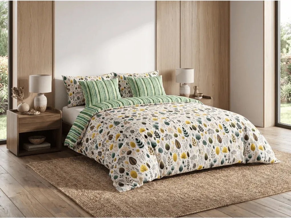Set Lenjerie din polybumbac TREEVELLA POLY verde + fata de perna 50 x 70 cm GRATUIT