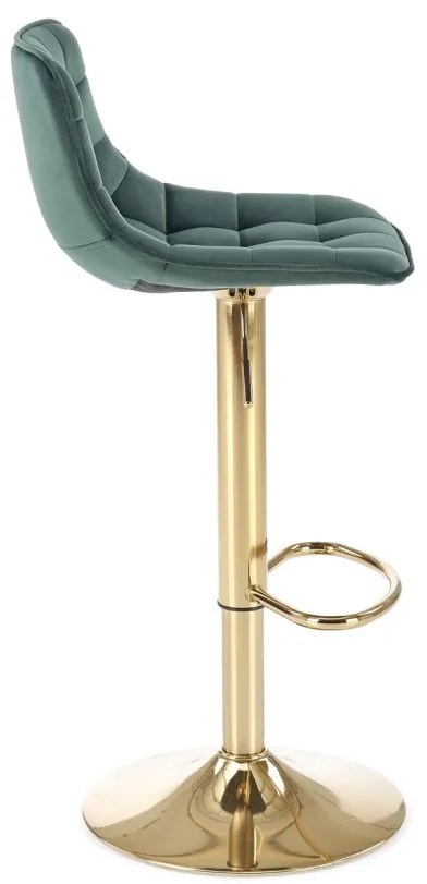 Scaun de bar H120 velvet verde/gold