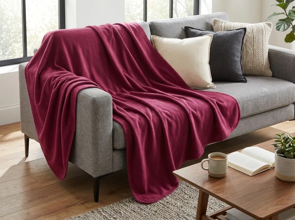 Patura din fleece MELVIRA DUO, vin rosu Dimensiune: 150 x 200 cm