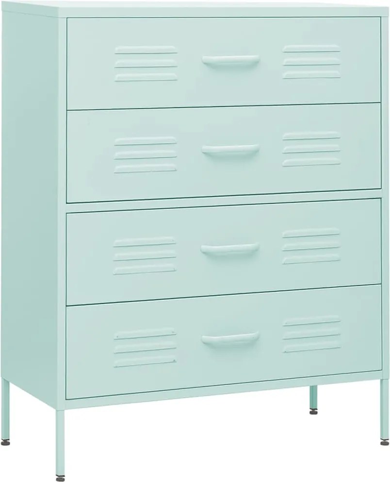 vidaXL Comodă cu sertare, verde mentă, 80x35x101,5 cm, oțel