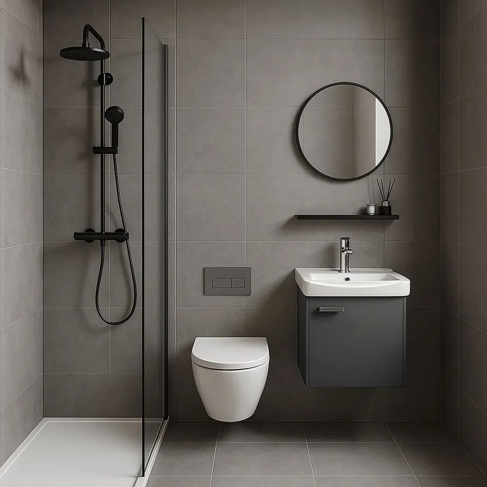 Set mobilier de baie cu lavoar Molly 40cm Gri