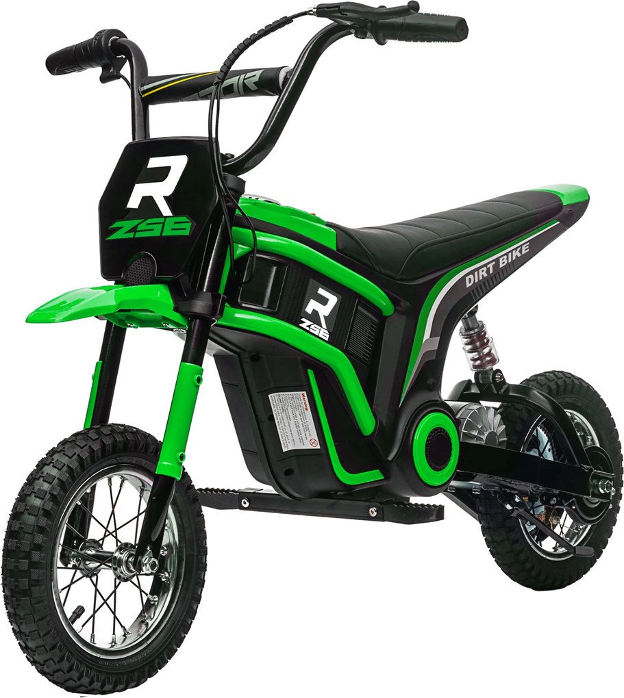 HOMCOM Motocicletă Electrică pentru Copii cu Accelerație Manuală, 2 Viteze, 8-16 km/h, Vârsta 8-12 Ani, Verde | Aosom Romania