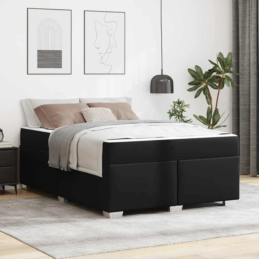 vidaXL Cadru de pat Altele Negru 140 x 200 cm Piele artificială