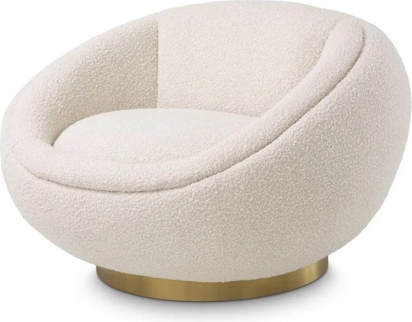 Fotoliu pivotant design elegant Bollinger, crem boucle 114819 HZ