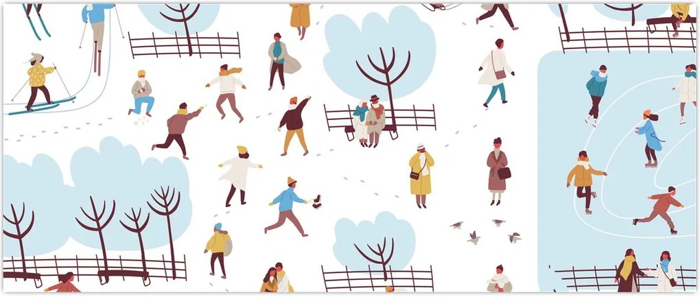 Tablou - O iarnă fericită (120x50 cm)