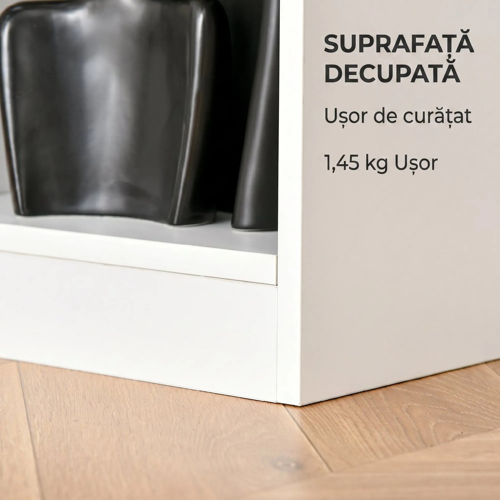 HOMCOM Bibliotecă Raft cu 8 Compartimente, Bibliotecă Modernă pentru Camera de Zi, Dormitor, Birou, 97.5x30x100 cm, Alb | Aosom Romania