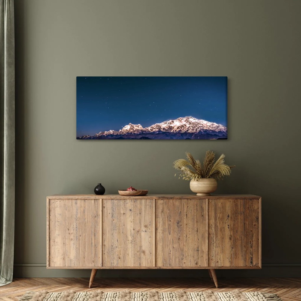 Tablou cu munți și cerul nocturn (120x50 cm)
