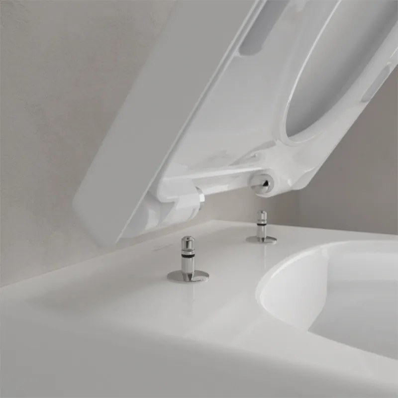 Set vas wc suspendat, Villeroy & Boch, Avento, direct flush, cu capac soft close, alb alpin