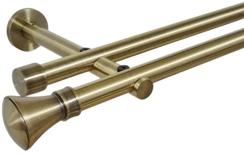 Galerie dubla picior universal fara inele prindere perete prince 19/19 mm aur antic (Alege marime: 180 cm)