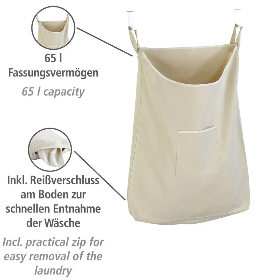 Coș de rufe suspendat Door Laundry, bej, 65 l