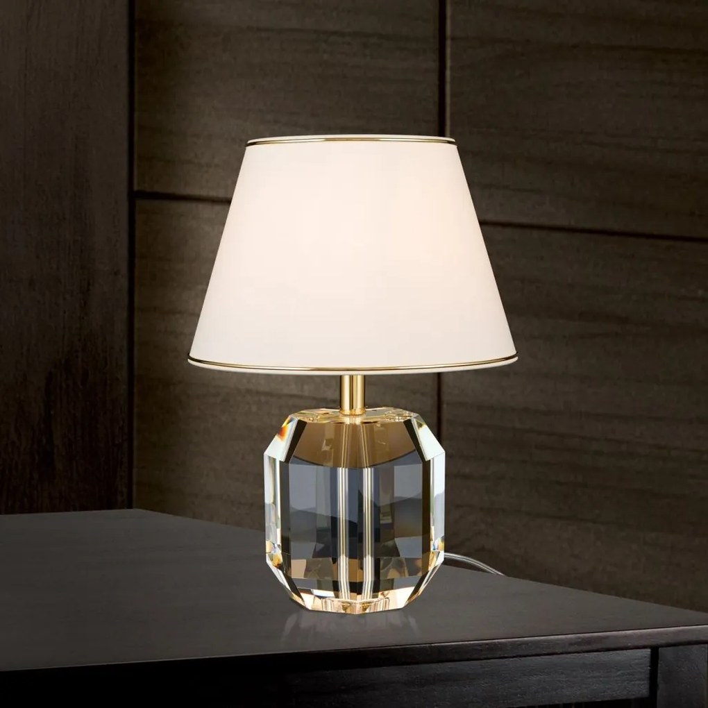 Veioza design lux cu cristal K9 ALEXIS crem/auriu
