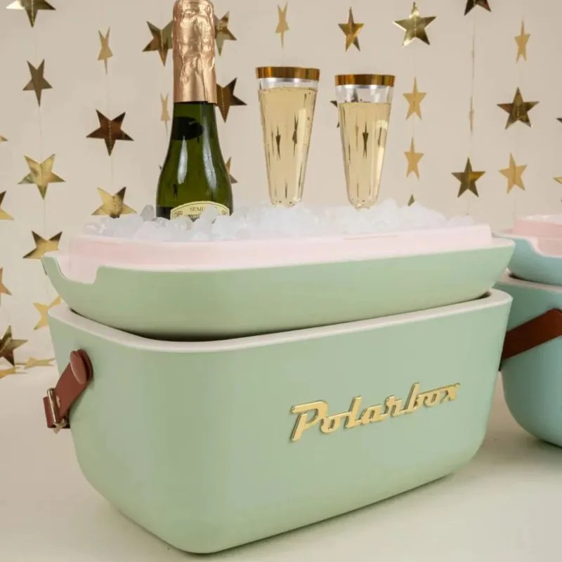 Geanta frigorifica Polarbox Gold, 20 litri, Polistiren AIRPOP, 5-15°C pana la 24 h, Verde/Auriu