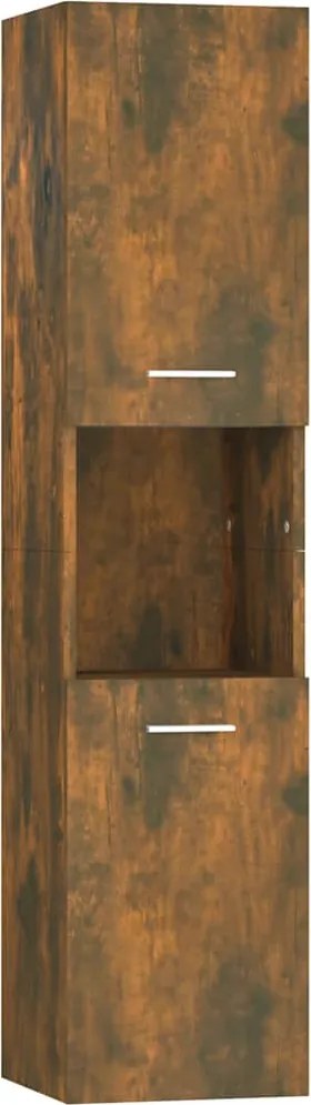vidaXL Dulap de baie, stejar fumuriu, 30x30x130 cm, lemn prelucrat