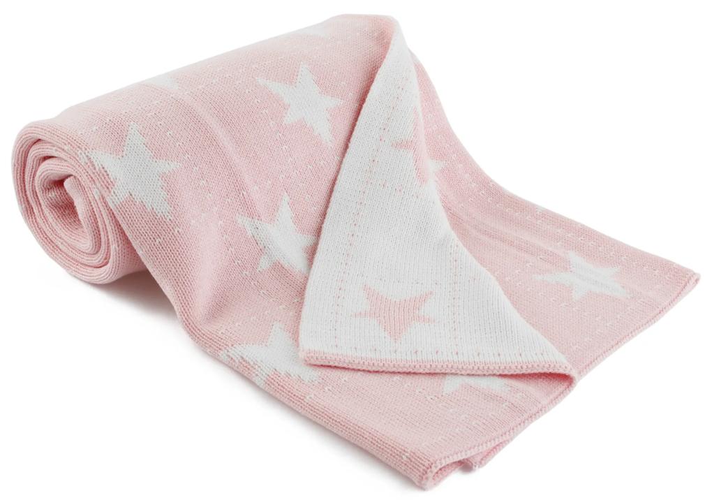 TEMPO-KONDELA ANEYO, pătură din bumbac faţă-verso, roz/alb, 80x100 cm