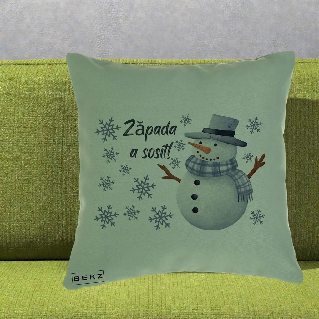 Perna Decorativa Zapada a Sosit Om de Zapada, 40x40 cm, Verde, Husa Detasabila, Perna Inclusa, BEKZ®