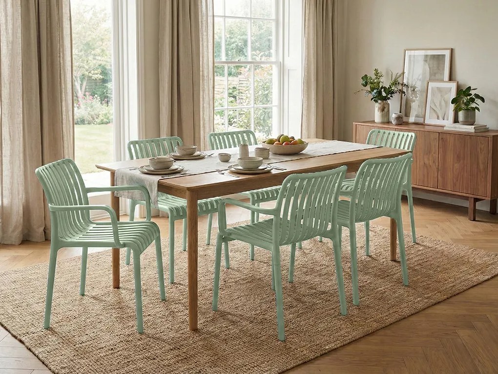 Scaun din plastic TREGO cu brate, verde