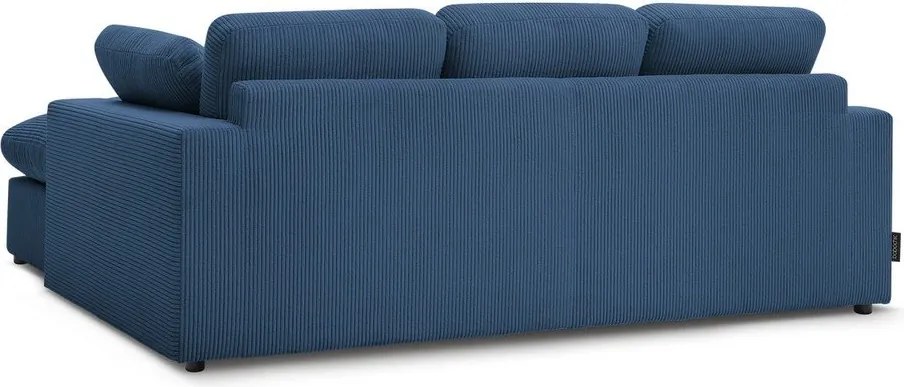 Colțar albastru cu tapițerie din catifea reiată Belair – Bobochic Paris