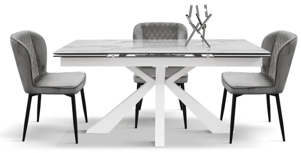 SET 4 Scaune Manta, structura metalica, catifea - ALBASTRU - CATIFEA - NEGRU - STANDARD