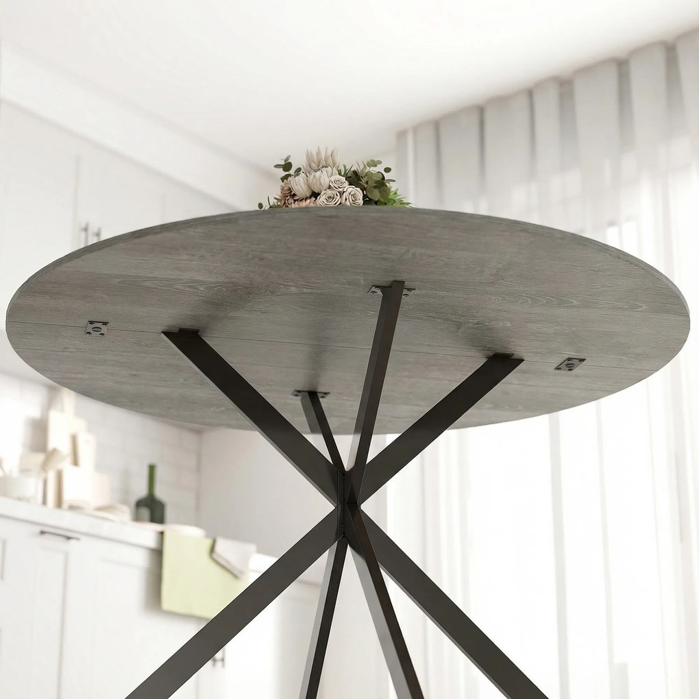 HOMCOM Masă rotundă pentru 4 persoane, masă de bucătărie în stil industrial cu picioare din oțel, pentru zona de luat masa, bucătărie, Gri | Aosom Romania