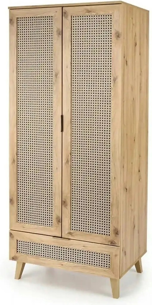 Dulap BORNEO, stejar artisan, cu 2 usi si un sertar, 80x57x200 cm