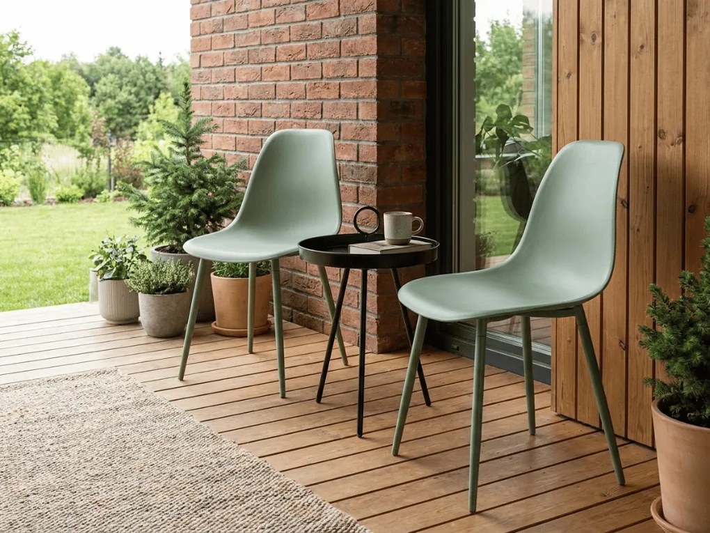 Set 2 bucati scaune din plastic OSAKA, verde salvie