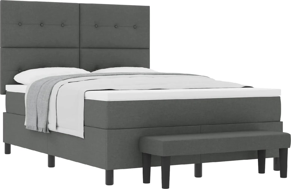 vidaXL Pat cu arcuri cu saltea Gri închis 140 x 200 cm țesătură
