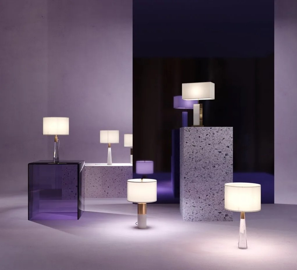 Veioza, lampa de masa design modern Bianco alama, alb 45cm