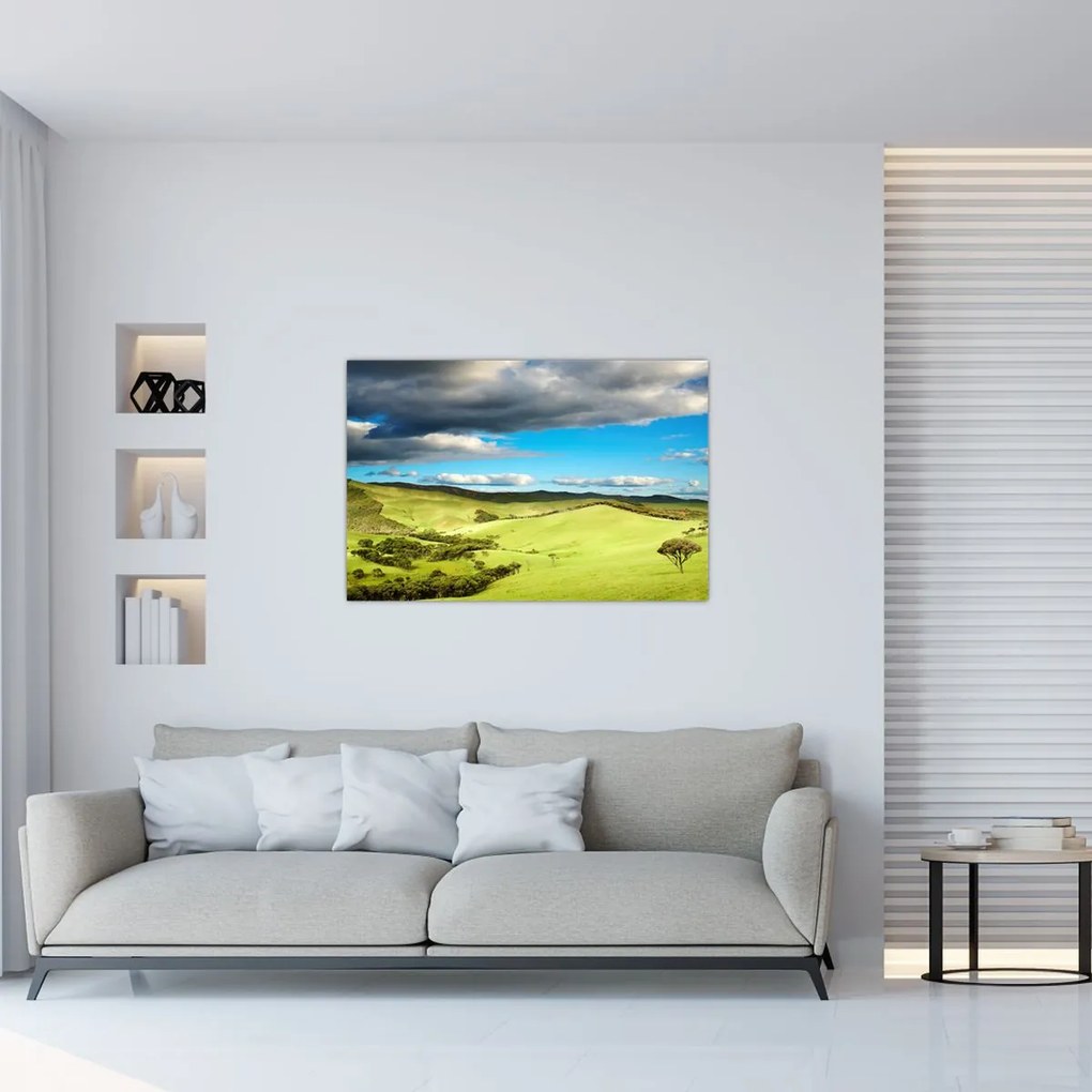Tablou - Peisaj verde cu dealuri (90x60 cm)