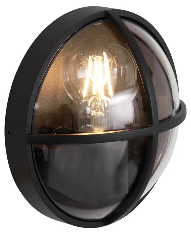 Lampă de perete pentru exterior neagră rotundă IP65 - Target