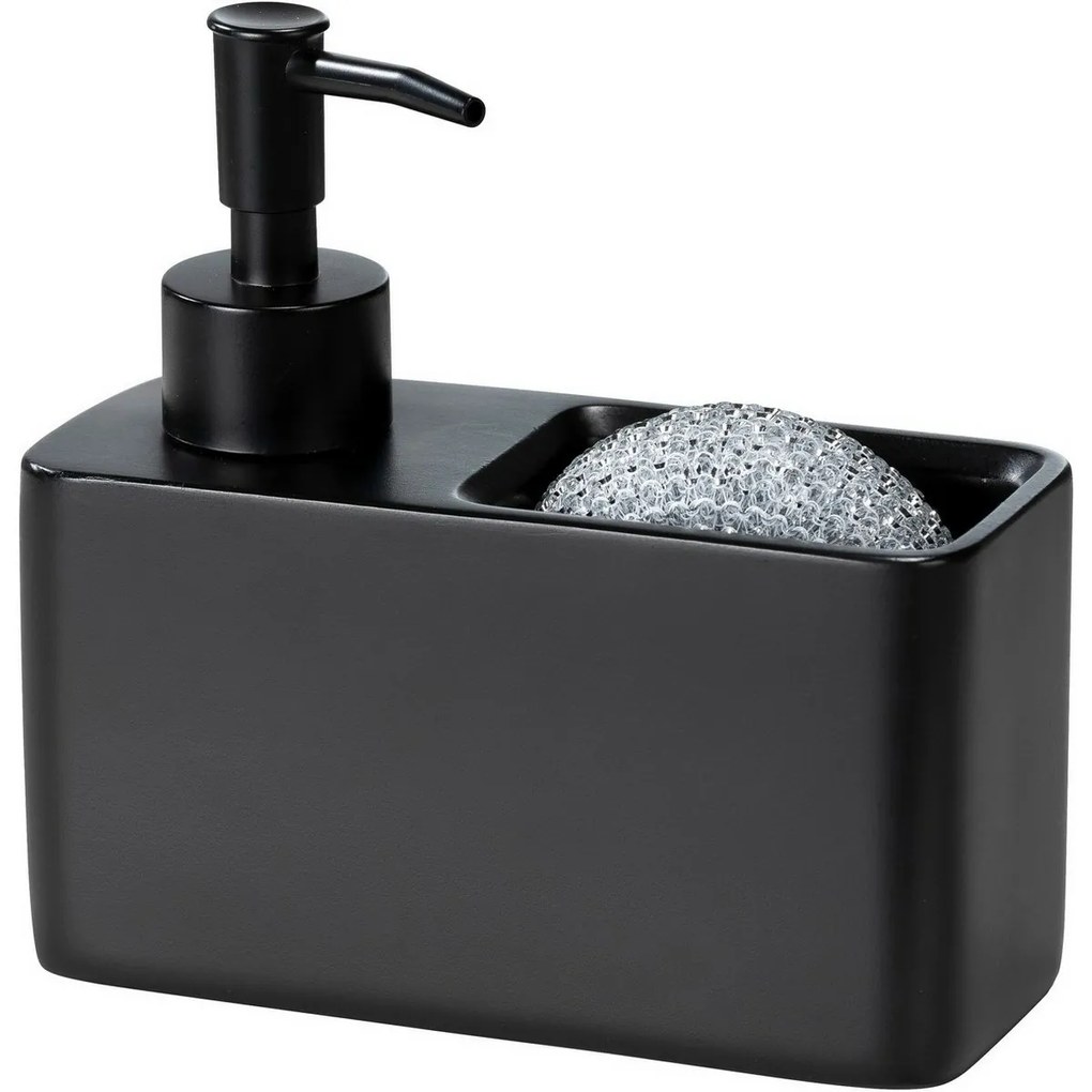 Dozator de detergent cu spațiu pentru burete Wenko Resa, negru,