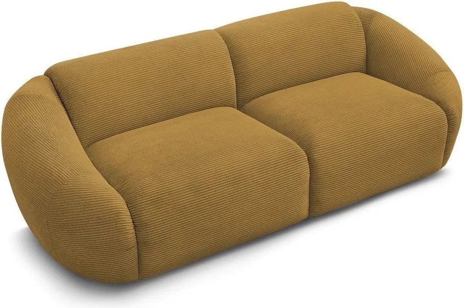 Canapea galben-muștar cu tapițerie din catifea reiată 250 cm Tina – Bobochic Paris