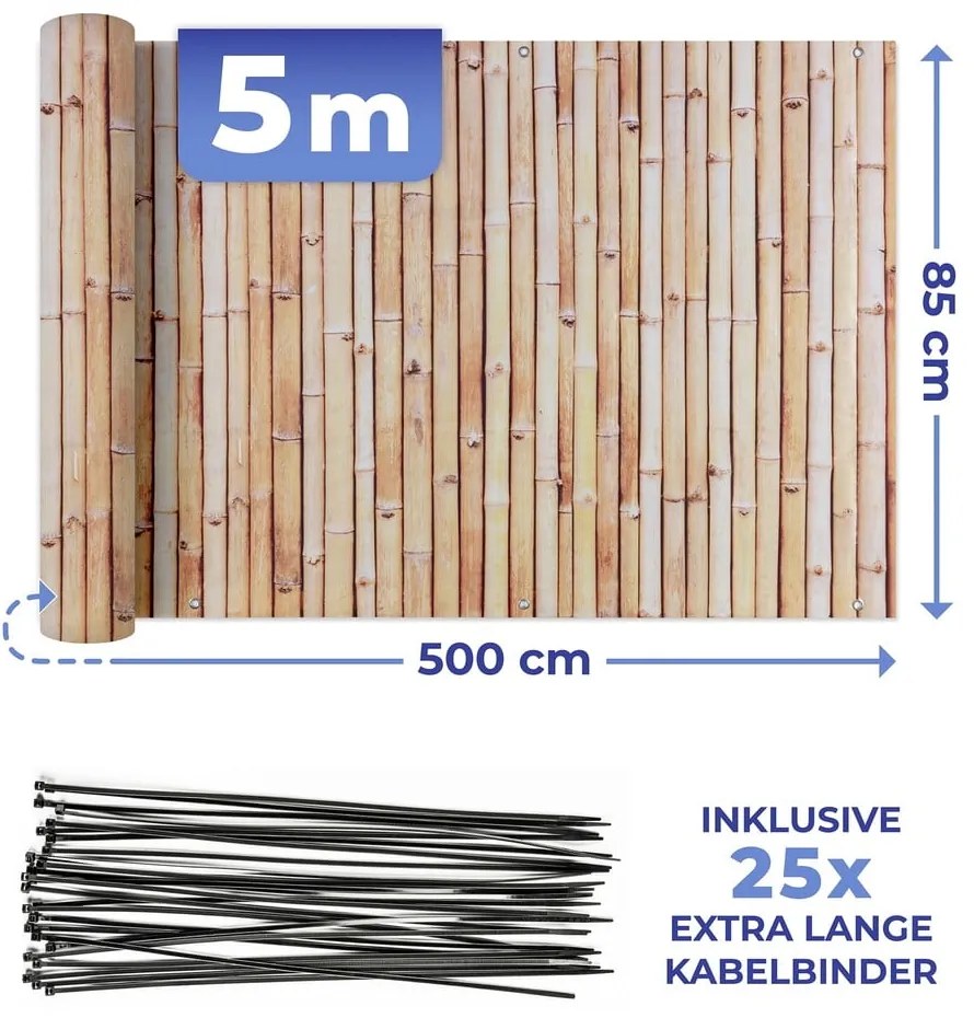 Paravan pentru balcon maro deschis din plastic 500x85 cm – Maximex