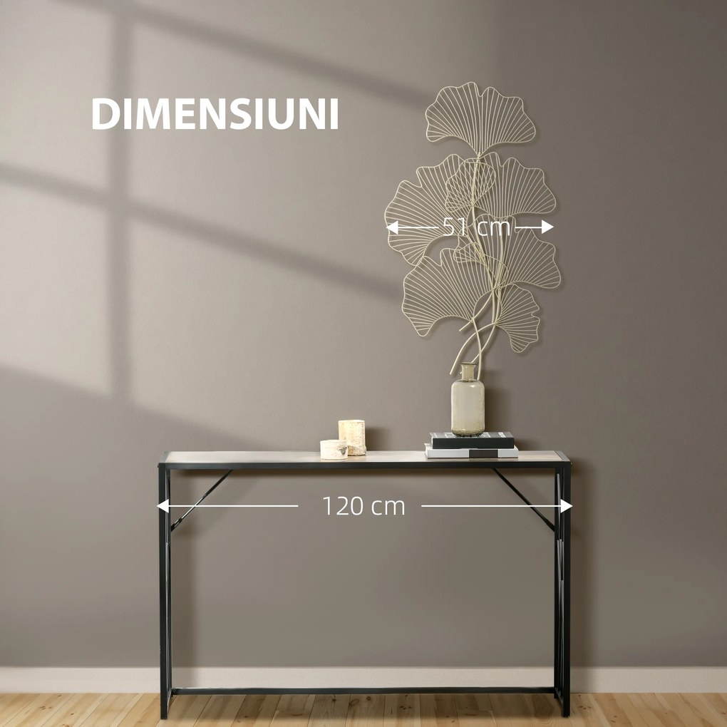 HOMCOM Decor de perete metalic 3D, frunze de ginkgo, auriu 51 x 94,5 cm | AOSOM RO