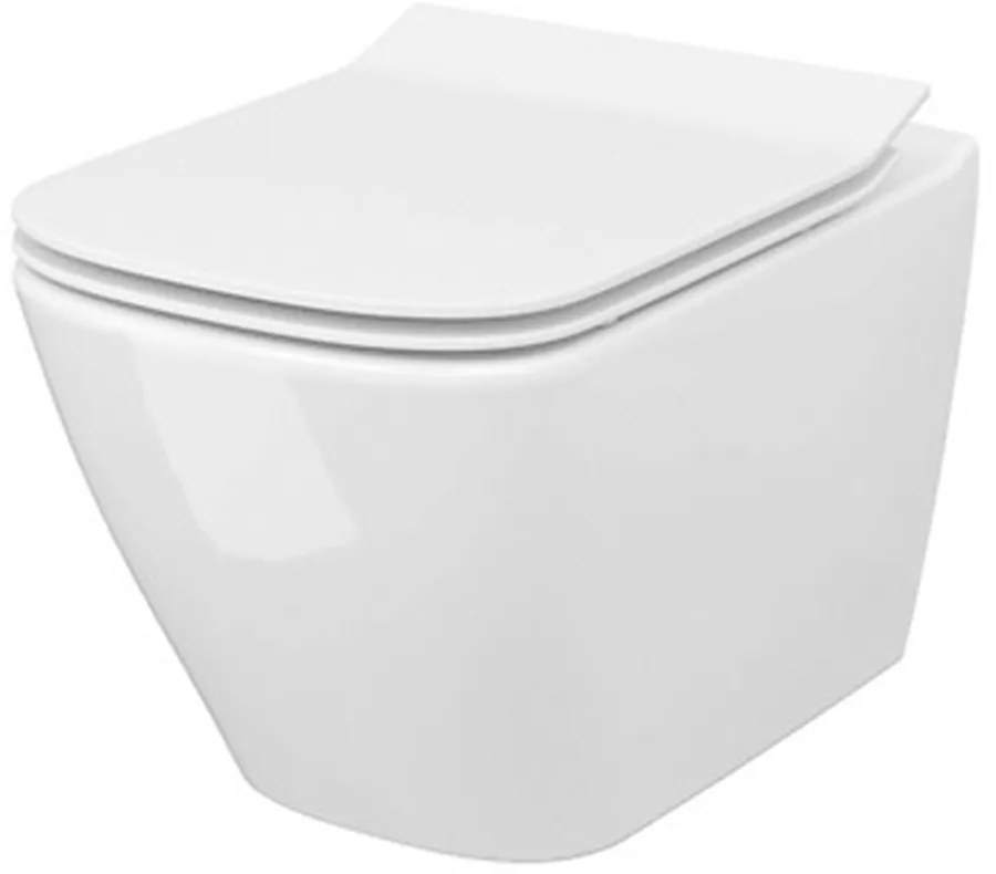 Set vas WC suspendat B220 Cersanit City Square si capac slim softclose alb