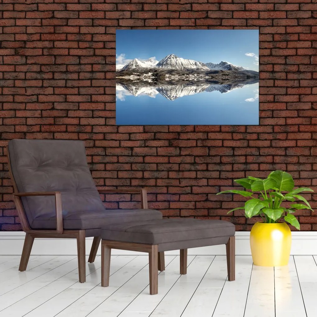 Tablou cu munți și reflectarea lor (90x60 cm)