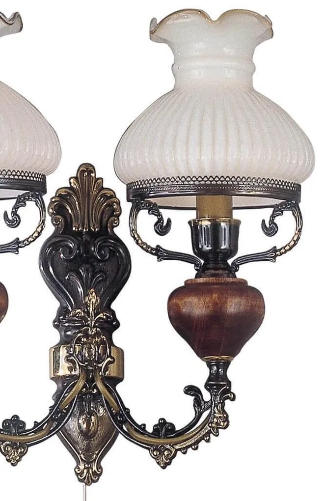 Aplica de perete cu 2 brate design italian din alama cu lemn 634