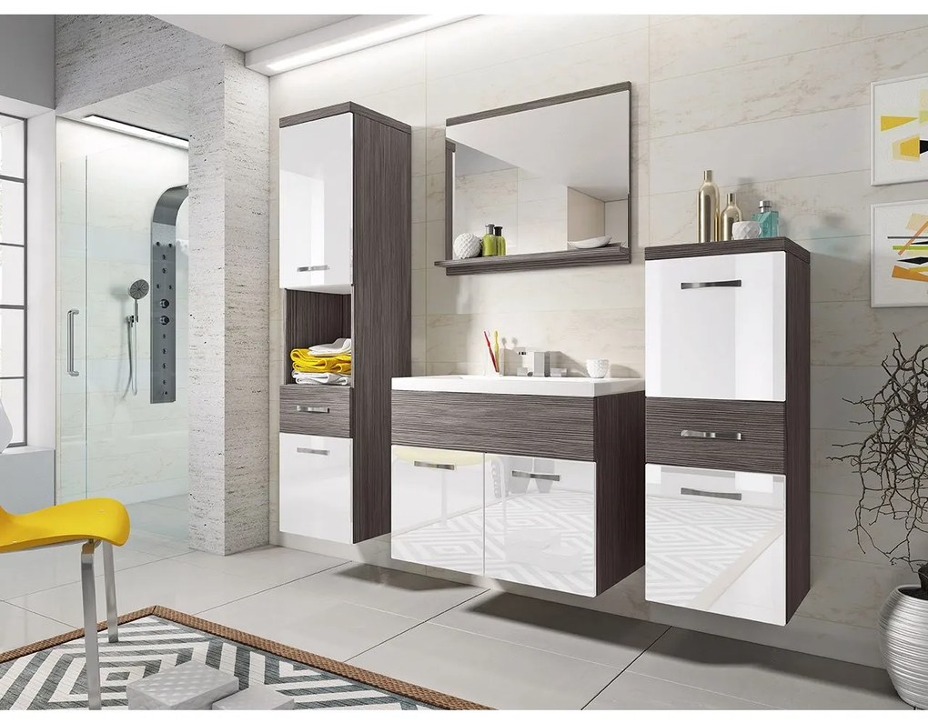 Zondo Mobilier baie Lunara (bodega + Alb lucios ) (fără sifon, baterie Economico). 1053659