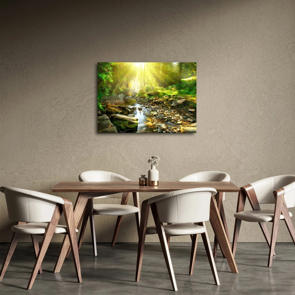 Tablou cu râul în pădurea verde (70x50 cm)