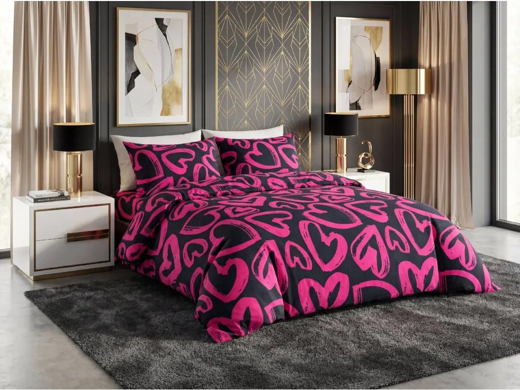 Lenjerie de pat din microfibra AMORYS roz Dimensiune lenjerie de pat: 2 buc 70 x 80 cm | 160 x 200 cm