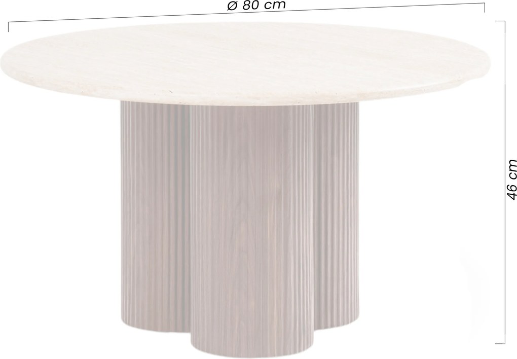 Măsuță de cafea rotundă Massia 80 cm pentru living - travertin / nuc