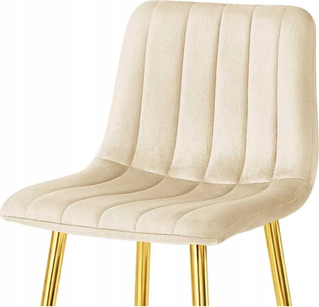Scaun de bar POZZA VELVET cu picioare aurii, crem