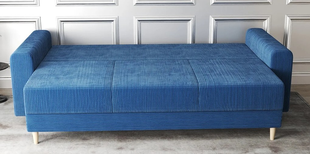 Canapea extensibilă dumonde cu ladă de depozitare si sezut confortabil din spuma high-density, Kronos Zoom Albastru 210x100 cm