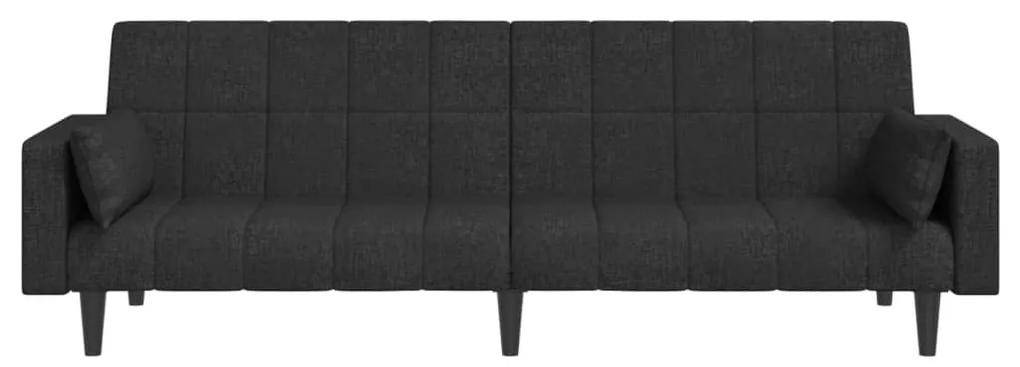 Canapea extensibila cu 2 locuri, 2 perne, negru, textil Negru, Fara suport de picioare
