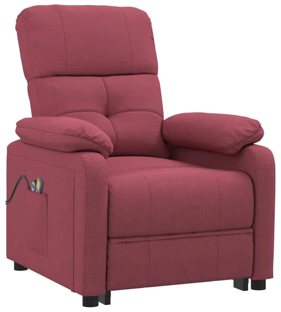3073815 vidaXL Fotoliu de masaj electric rabatabil, roșu vin, textil
