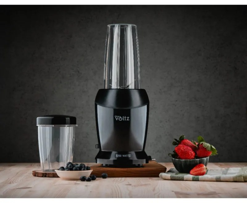 Nutri Blender Oliver Voltz OV51162D, 1200 W, 2 pahare, Fara BPA, 1L/800 ml, Zdrobire gheata, Negru