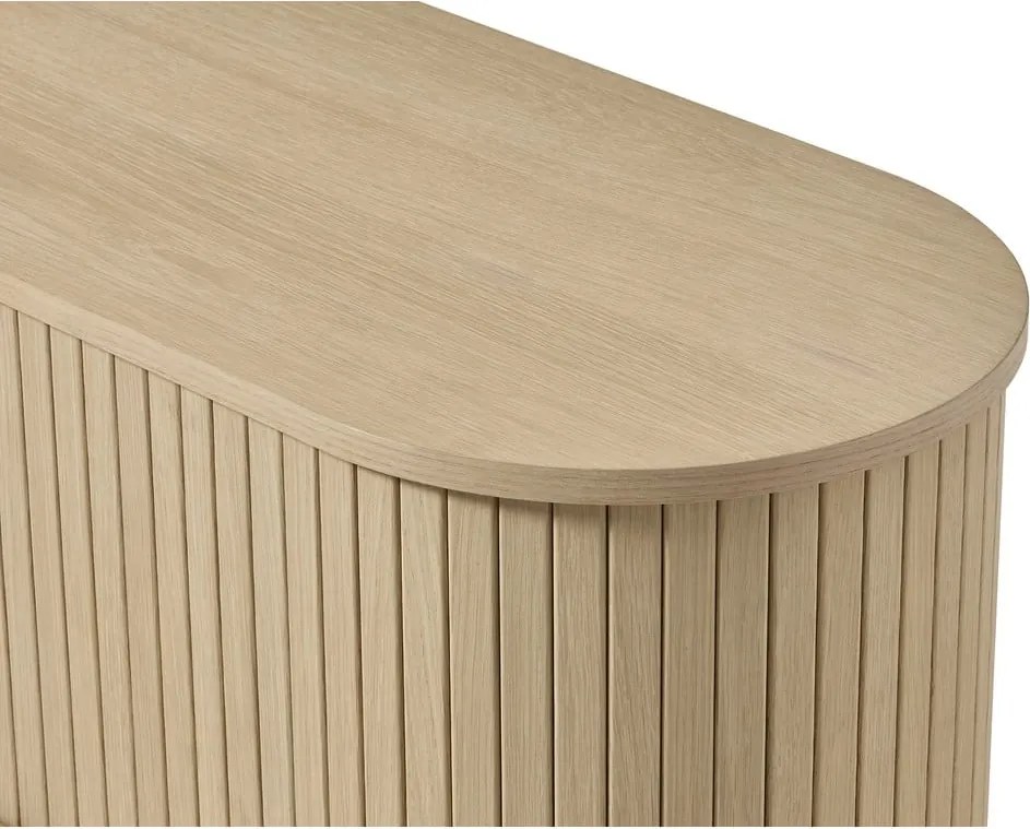 Comodă TV în culoare naturală cu aspect de lemn de stejar 180x56x40 cm Meta – Unique Furniture